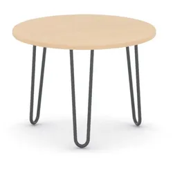 Konferenztisch rund SPIDER, Durchmesser 60 cm, schwarzes Fußgestell, Platte Buche