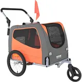 VEVOR Hundeanhänger 30 kg 2in1 Fahrradanhänger Kohlenstoffstahl + 600D Oxford-Gewebe + PP faltbar 1440 x 720 x 779 mm als Anhänger 1400 x 720 x 830 mm als Kinderwagen Hundebuggy Jogger Anhänger