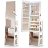 SONGMICS Schmuckschrank 360° drehbar, 4 Ablagen an der Rückseite, LED-Beleuchtung weiß