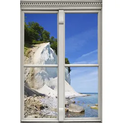 Wandsticker QUEENCE "Klippe", blau, T:0,1cm, Wandtattoos, Wandsticker, Wandbild, selbstklebend, 3D, Fenster