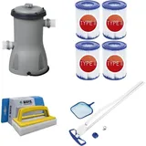 Bestway - Poolsauger AquaClean & Filterpumpe 3028 L/u & 4 Filter Typ II & WAYS Scheuerbürste