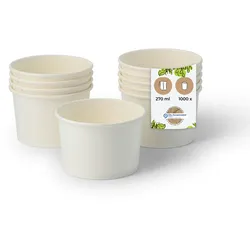 BIOZOYG Eisbecher Pappe 1000 Stück 200 ml Weiß  Dessertbecher Beschichtet Einweg  Snackbecher Waffelbecher Einwegbecher Eiscreme Joghurt