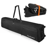 Goloni Skitasche mit Rollen, gepolsterte Snowboardtasche für Flugreisen, 600D wasserdichter Stoff, faltbare Schneetasche, passend für 2 Paar Ski bis 175/190 cm