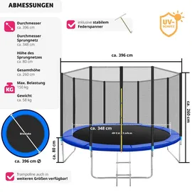 Tectake Garfunky 396 cm inkl. Sicherheitsnetz und Leiter schwarz/blau