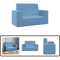 Kindersofa 2-Sitzer Blau Weich Plüsch - Vidaxl
