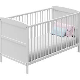 Kids Collective Babybett 60x120 umbaubar mit Matratze Gitterbett Kinderbett höhenverstellbar & herausnehmbare Sprossen optional mit Schublade | weitere Größe: 7... - Weiß