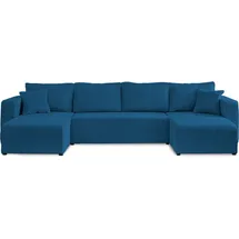 best mobilier Topaze - 7-Sitzer wohnlandschaft U-form - schlaffunktion und Bettkasten - Cord Schieferblau