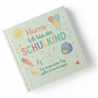 itenga Gästebuch Tafel für Erster Schultag Einschulung und Schulanfang Erinnerung Album 88 Seiten für Mädchen und Jungen (Motiv Hurra ich bin ein Schulkind)
