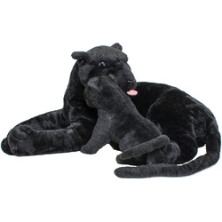 BRUBAKER Kuscheltier XXL Panther mit Baby (1-St), Teddybär Stofftier Groß Plüschtier, 100cm schwarz