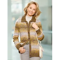 Classic Basics WITT WEIDEN Strickjacke in ocker-dunkeltaupe-geringelt | Gr.: