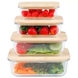 Testrut Frischhaltedose Glas transparent braun 1,04 l 4-teilig