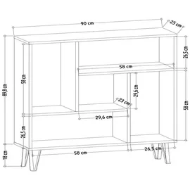 Livetastic Bücherregal 90 x 107,8 x 25 cm Eiche