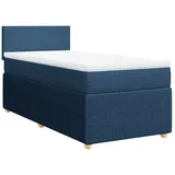 vidaXL Boxspringbett mit Matratze Blau 100x200 cm Stoff