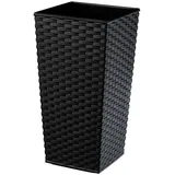 KADAX Rattan Blumentopf, Pflanzkübel mit Einlage, 25 cm, Schwarz