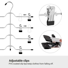 Songmics Hosenbügel platzsparend, Mehrfach-Rockbügel mit Clips, 3er Set - silber,