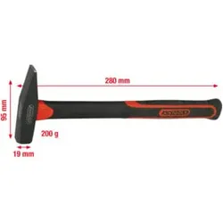 KS Tools Schlosserhammer mit Fiberglasstiel, 200g