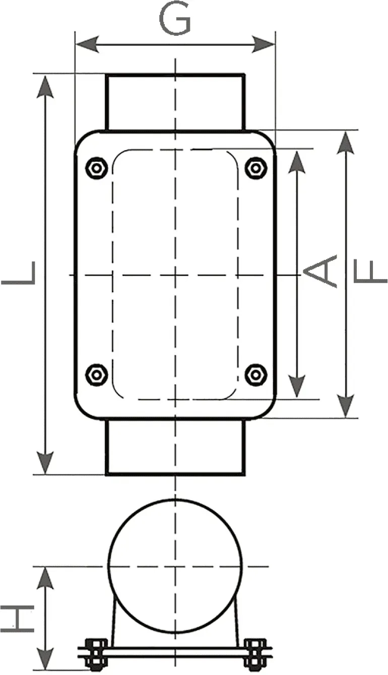 KML-Reinigungsrohre DN 150, mit rechteckiger Öffnung
