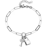 Smart Jewel Armband mit Anhänger Schloss und Schlüssel, Silber