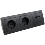McPower ''Flair'' anthrazit 2-fach Schutzkontakt + 2x USB