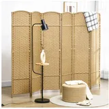 Homcom Paravent 6-teilig 240 x 170 cm Raumteiler Faltbar Trennwand aus Kiefernholz, Sichtschutz Raumtrenner Stellwand für Schlafzimmer Wohnzimmer Natur