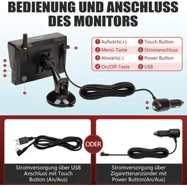 CARMATRIX Rückfahrkamera HD Solar Funk mit 5" Monitor