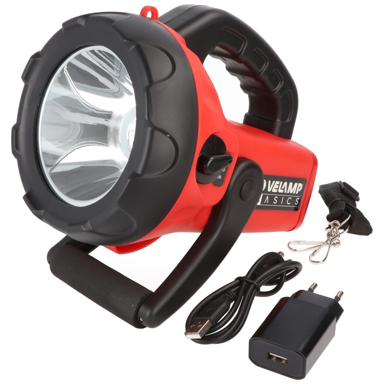 Velamp CHURCHILL wiederaufladbarer 10W LED-Strahler mit rotem Blinklicht, USB