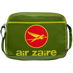 Schultertasche LOGOSHIRT "Air Zaire", Damen, Gr. B/H/T: 40cm x 30cm x 40cm, grün (grün, gelb), Kunstfaser, bedruckt, mehrfarbig, Taschen, mit Air Zaire-Frontdruck