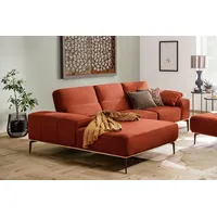 W.SCHILLIG Ecksofa run, Designsofa mit tollem Sitzkomfort, bequem, L-Form, mit Holzsockel, Füße in Bronze pulverbeschichtet, Breite 279 cm braun