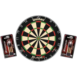 Winmau Wettkampf-Dartboard " Original Blade 6 " inklusive 2 Satz Winmau Broadside Brass Steeldarts,,