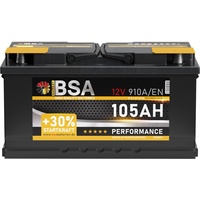 BSA Autobatterie 105Ah 12V Batterie +30% Startleistung ersetzt 88Ah 95Ah 100Ah (910A Startkraft)