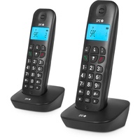 SPC Air Pro Duo – Schnurloses Festnetztelefon DÚO mit beleuchtetem Display, Anrufer-ID, Freisprecheinrichtung, Stumm-Modus, 20 Kontakten, Gap-Kompatibilität und ECO-Modus - Schwarz