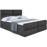 ALTDECOR Boxspringbett mit Kopfteil, Bettkasten und Fußteil, Polsterbett BOXI3-Z - Hart (H4) Matratze - 160x200 - Schwarz Samt