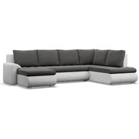 U-Sofa mit Schlaffunktion Foresta, Ottomane, Dunkelgrau + Weiß - Dunkelgrau/Grau