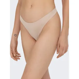 Only "ONLTRACY BONDED THONG NOOS 3-PK", Damen, Gr. L (40), 3 Stk., beige (rugby tan), Jersey, Obermaterial: 75% Nylon, 25% Elasthan, unifarben, körpernah, Unterhosen