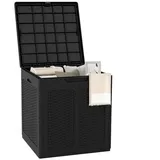 KOMFOTTEU Auflagenbox, Gartenbox Aufbewahrungsbox mit abschließbarem Deckel schwarz
