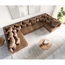 DeLife Wohnlandschaft Clovis XL Braun Antik Optik Modulsofa, Design Wohnlandschaften, Couch Loft, Modulsofa, modular