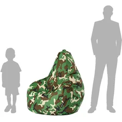 Green Bean© Sitzsack mit Rückenlehne "Cozy" 80x70x90cm - Gaming Chair mit 230L Füllung - Bean Bag Gamingstuhl Camouflage Grün