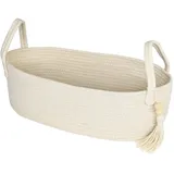HMF Aufbewahrungskorb Badezimmer Korb für Toilettenpapier aus Baumwolle 38,5 x 15,5 x 14 cm Creme