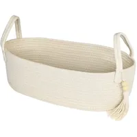 HMF Aufbewahrungskorb Badezimmer Korb für Toilettenpapier aus Baumwolle 38,5 x 15,5 x 14 cm Creme