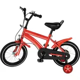 14 Zoll Kinderfahrrad Jungen & Mädchen Kinderfahrräder Kid Balance Stabilisatoren Stahl Anti-Rutsch Hilfsrad mit Stützräder Rot - Rot