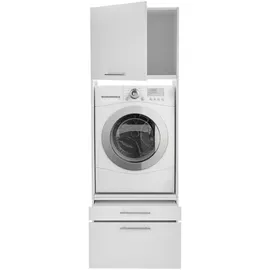 Respekta Clara Waschmaschinenschrank 117,4 x 200 x 67,6 cm Weiß Holz, Kunststoff, Metall, Spanplatte