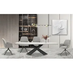 Esszimmerstuhl BYLIVING "Blair", grau (hellgrau, schwarz), B:60cm H:88cm T:64cm, Stühle, 2er-Set, 360 Grad drehbar, gemütlicher Sessel, verschiedenen Stoffe
