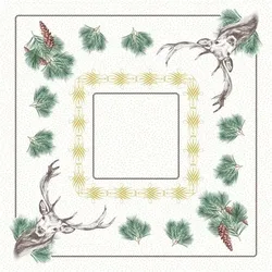 Airlaid Tischdecke Gustav, 80 x 80 cm, 20 Stück - Mank - Weihnachten Tannenzweige Tannenzapfen Hirsche