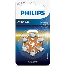 Philips Blister 6 Zink-luft ideal für Hörgeräte (pr48), 1,4v, 280 mAh,
