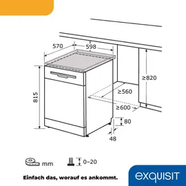 Exquisit GSP9112-030E Geschirrspüler (freistehend, 598 mm breit, Weiß)