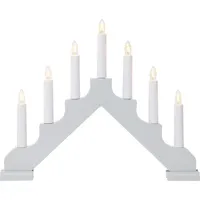 Star Trading Fensterleuchter Ada von Star Trading, Kerzenständer mit 7 Glühbirnen E10 warmweiß, Weihnachtsdeko aus Holz in Grau, Kabelschalter, Länge: 37,5 cm