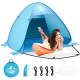 Strandmuschel, Pop Up Strandmuschel für 2-3 Personen Tragbares Automatische Strandzelt UV50+ Schutz, Tragbar Extra Light Strandzelt für Familien Strand Camping Garten Grill Wanderzelt