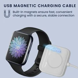 kwmobile Smartwatch Ladekabel für Oppo Watch 1 (46mm) USB Ladekabel für Smartwatch - Smart Watch Aufladekabel - Fitnesstracker Ersatzkabel - Weiß