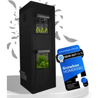 HOMEKING Growzelt 60x60x180 - Zuchtzelte für Hydrokulturen 2X Sichtfenster Reflexionsstark Grow Box Gewächshaus Indoor für Hydroponic System Varianten (Black Version)