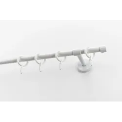Gardinenstange GARESA "RUSTIKA", weiß, L:190cm Ø:16mm, Metall, Gardinenstangen, rustikale Vorhanggarnitur, verlängerbar, m. Ringe, Endkappe